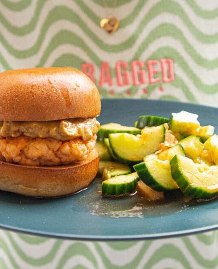 Peanut Butter Salmon Burgers with Smashed Cucumber Salad – Sorted