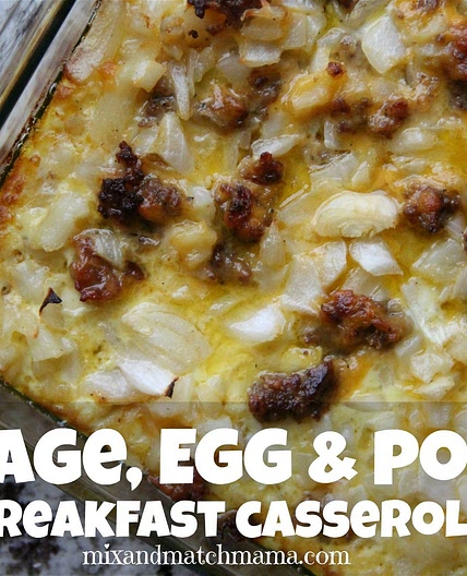 Sausage, Egg & Potato Breakfast Casserole Recipe | Mix and Match Mama