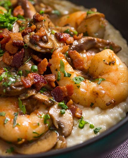 Shrimp and Gruyère Cheese Grits With Bacon and Mushrooms Recipe