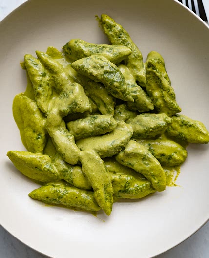Homemade Spinach Pasta with Vegan Walnut Pesto