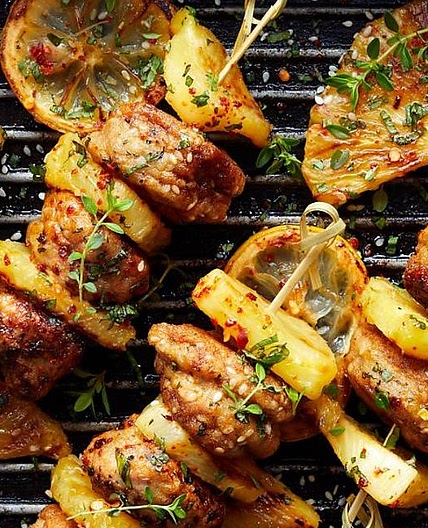 This Barbecue Pineapple & Chicken Kebabs Recipe Is Happy on a Stick