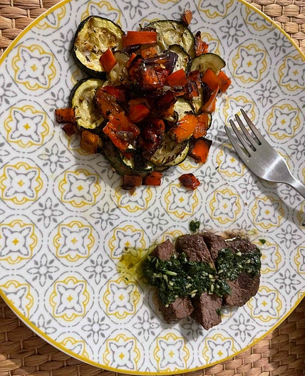 Pavé de boeuf sauce pistou
