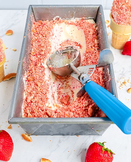 Strawberry Shortcake No-Churn Ice Cream