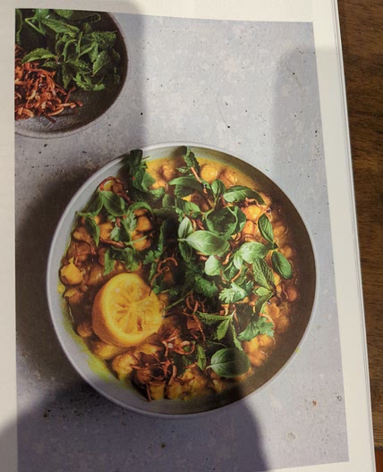 Lemon, Chickpea and green herb stew