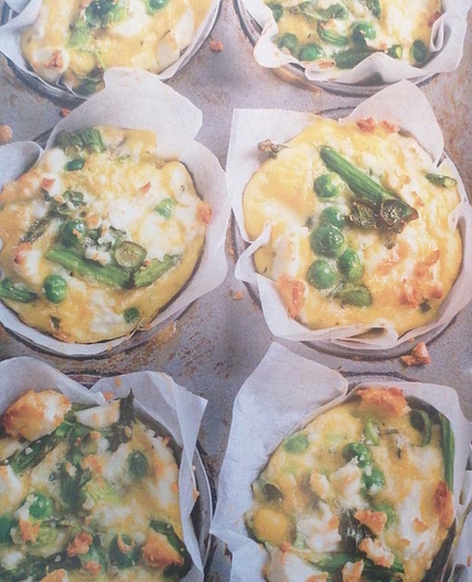 Asparagus, pea and mint frittata muffins 154