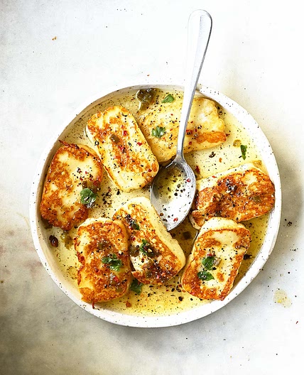 Pan-Fried Halloumi with Peppered Honey