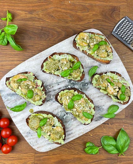 Avocado Prawn Pesto Toast