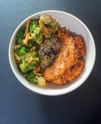 Salmon, Broccoli and Egg Rice Bowl