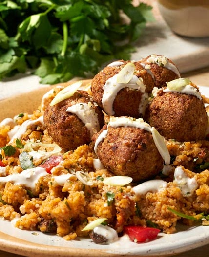 Moroccan Falafels with Harissa Couscous