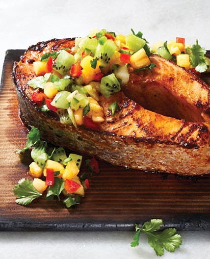 Marinated Salmon Steaks and Fruit Salsa