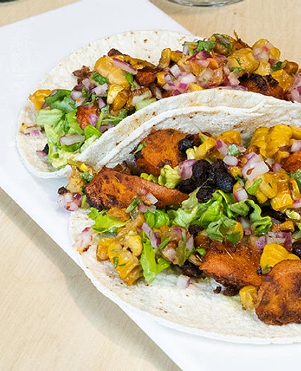 Smoky Carrot and Black Bean Tacos with Corn and Jalapeno Salsa