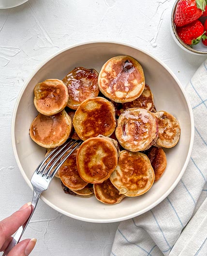 Mini Chocolate Pancakes filled with Chocolate and Strawberry