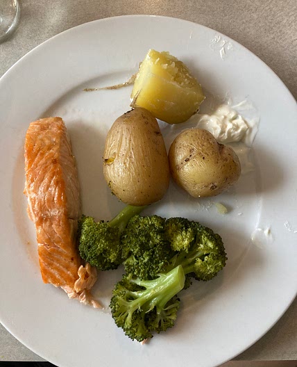 Salmon, broccoli and potatoes