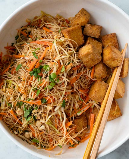 High-Protein Vermicelli Noodle Salad with Air Fryer Tofu