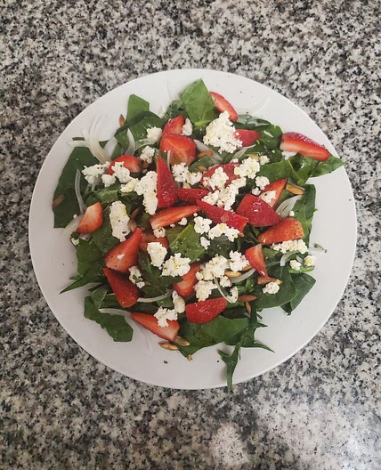 Easy Gourmet Spinach Salad with Strawberries & Goat Cheese