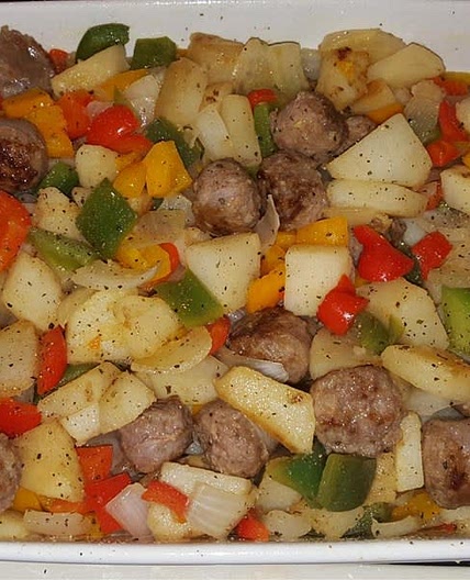 Sausage Peppers and Potato Bake
