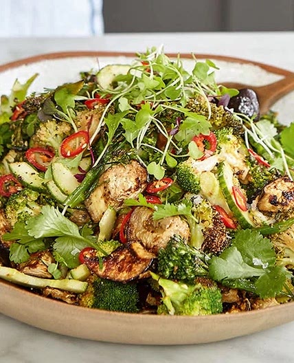 Spicy Miso Aubergine and Broccoli Salad
