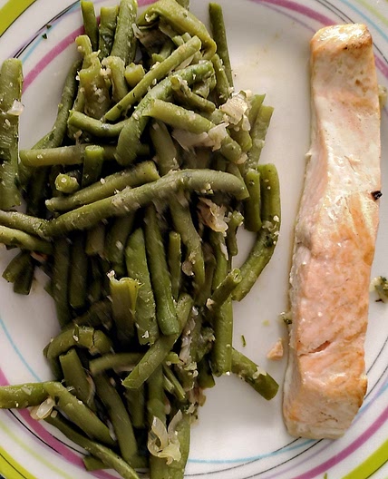 Pavée de saumon haricots verts