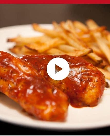 Barbeque Glazed Chicken Tenders and Oven Fries