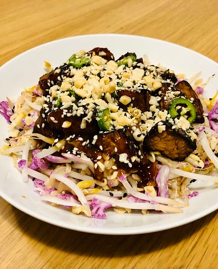 24. Tempeh Cauliflower Rice Salad with Polynesian-inspired glaze
