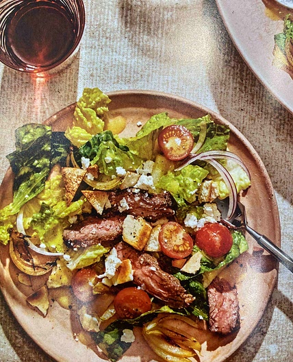 Shawarma spiced skirt steak salad 