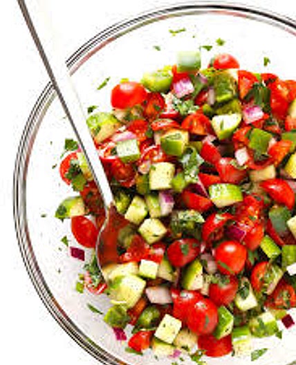 Israeli salad with Israeli couscous