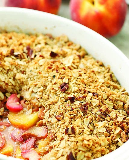 Peach, Rhubarb & Ginger Crisp