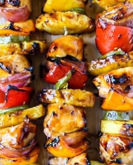 Hawaiian Teriyaki Chicken Skewers - Modern Honey