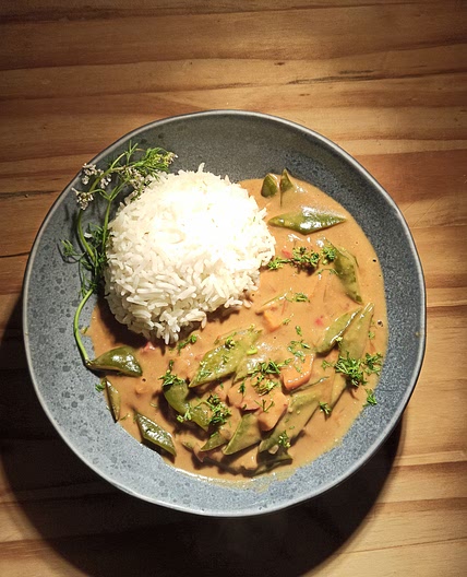 haricots plats et patate douce coco cacahuète