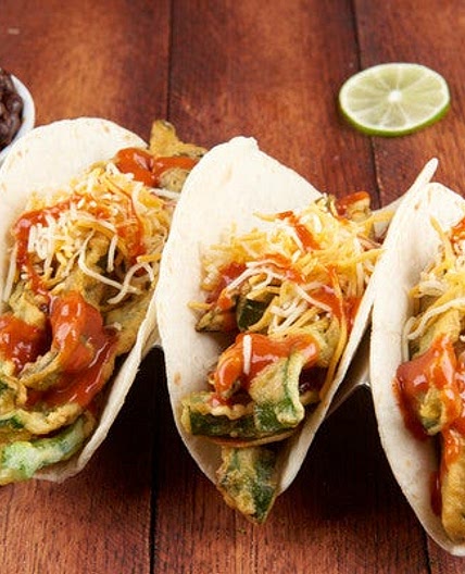 Chili Rellenos Tacos With Garlic Black Beans