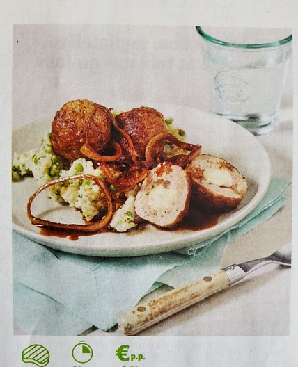 stuffed Meatballs with onion Sauce & Green peas purée