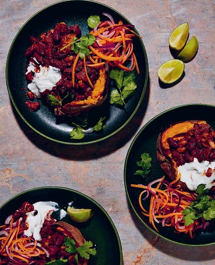 A really good vegan chilli with quick pickles