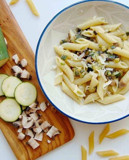 Pâtes courgettes/champignons