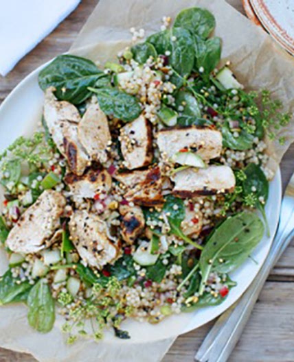 Balsamic chicken and pearl couscous salad