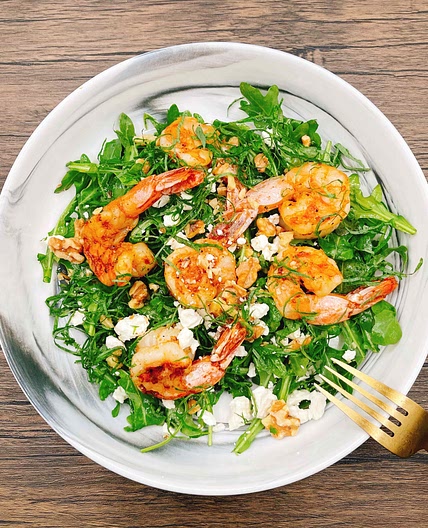 Grilled shrimp and Arugula Salad