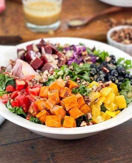 Rainbow Salad with Honey Tahini Dressing