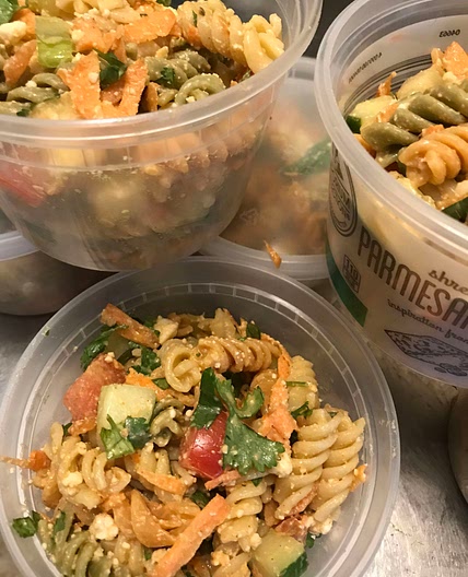 Rainbow rotini and cucumber salad