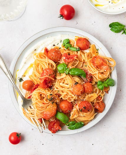 Burst Cherry Tomato Pasta with Whipped Ricotta