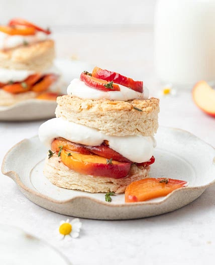 Roasted Peach Shortcake with Brown Butter Biscuits