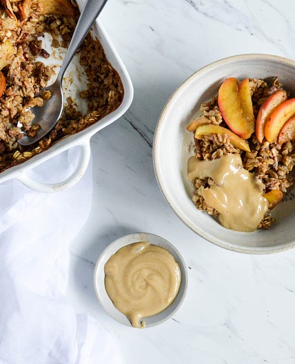 Make-Ahead Spiced Apple Pie Oat Bake with Maple Nut Cream + Tips To Save Time & Energy In The Kitchen