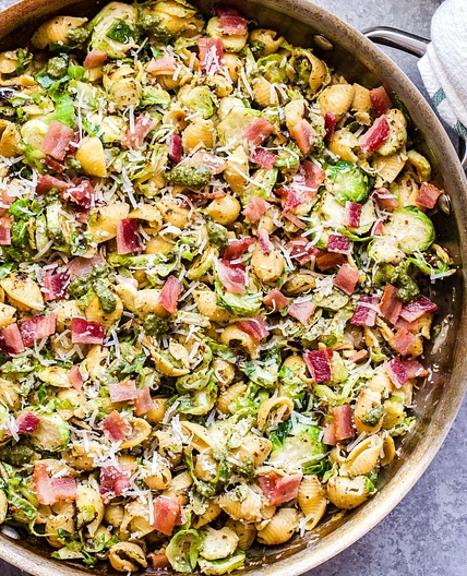 Brussels sprout bacon pasta