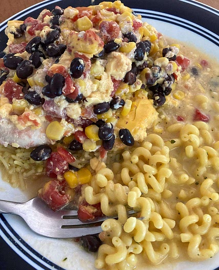 One Dish Queso Chicken Bake {Easy Dinner Recipe}