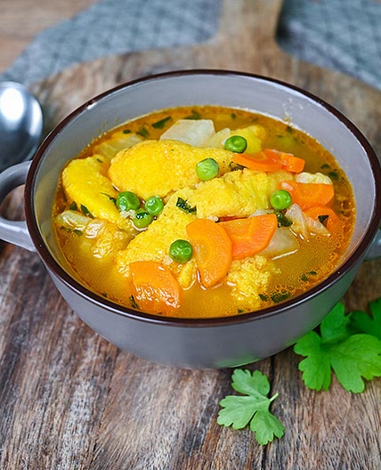 Mixed Vegetable Soup With Semolina Dumplings