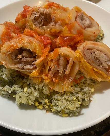 Kimchi cabbage rolls