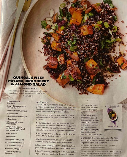 Quinoa Sweet Potato Cranberry & Almond Salad