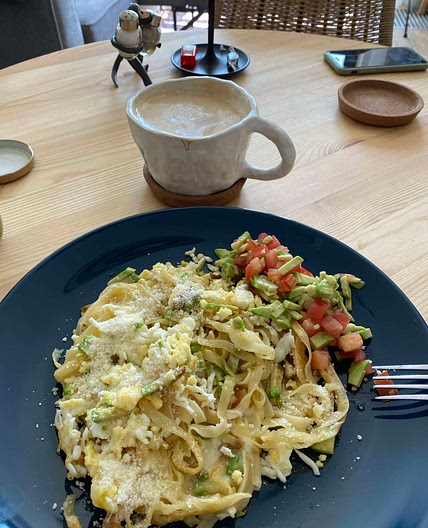 Breakfast with pasta