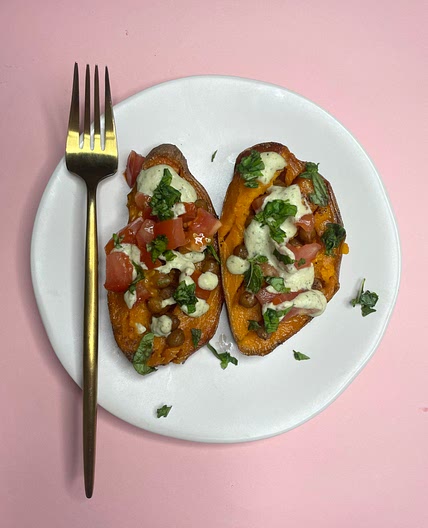 Mediterranean Stuffed Sweet Potato 