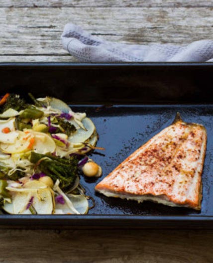 Sneak peek: one-pan salmon 'n' super slaw from the I Quit Sugar meal plan - Sarah Wilson