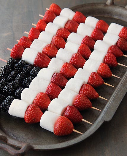 Patriotic Berry Marshmallow Kabobs | Campfire Marshmallows