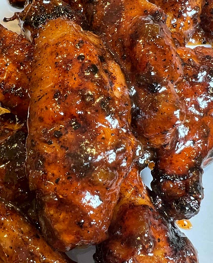 Grilled Peach Bourbon Chicken Wings 